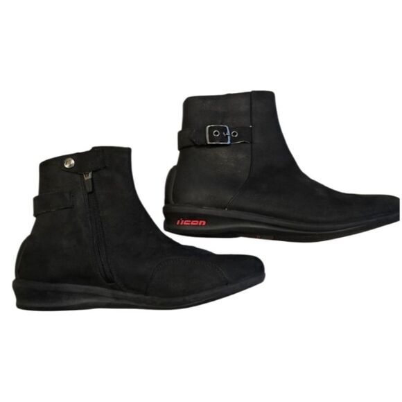 Icon Sacred Short Boots Motorcycle Riding Black Womens Size 9.5 Leather Moto Zip - Picture 6 of 9